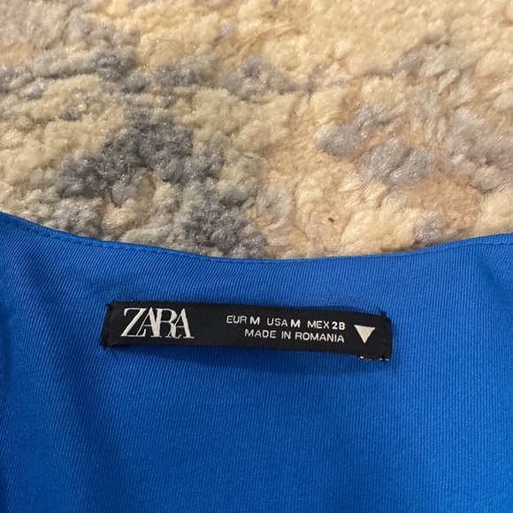Blue Zara wrap front dress with belt. Size medium - Picture 2 of 5